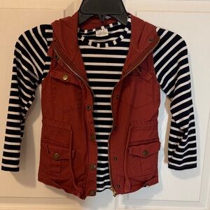 Navy Striped Top with Rust Vest Kids Set - Look from matching set for mom.